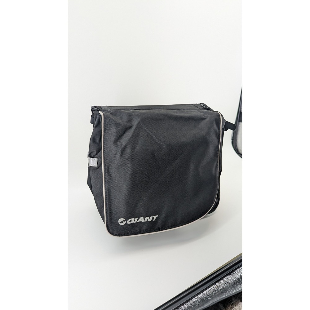 Giant Double Pannier Bicycle Rear Rack Bag Black Reflective Trim Commuter Bag